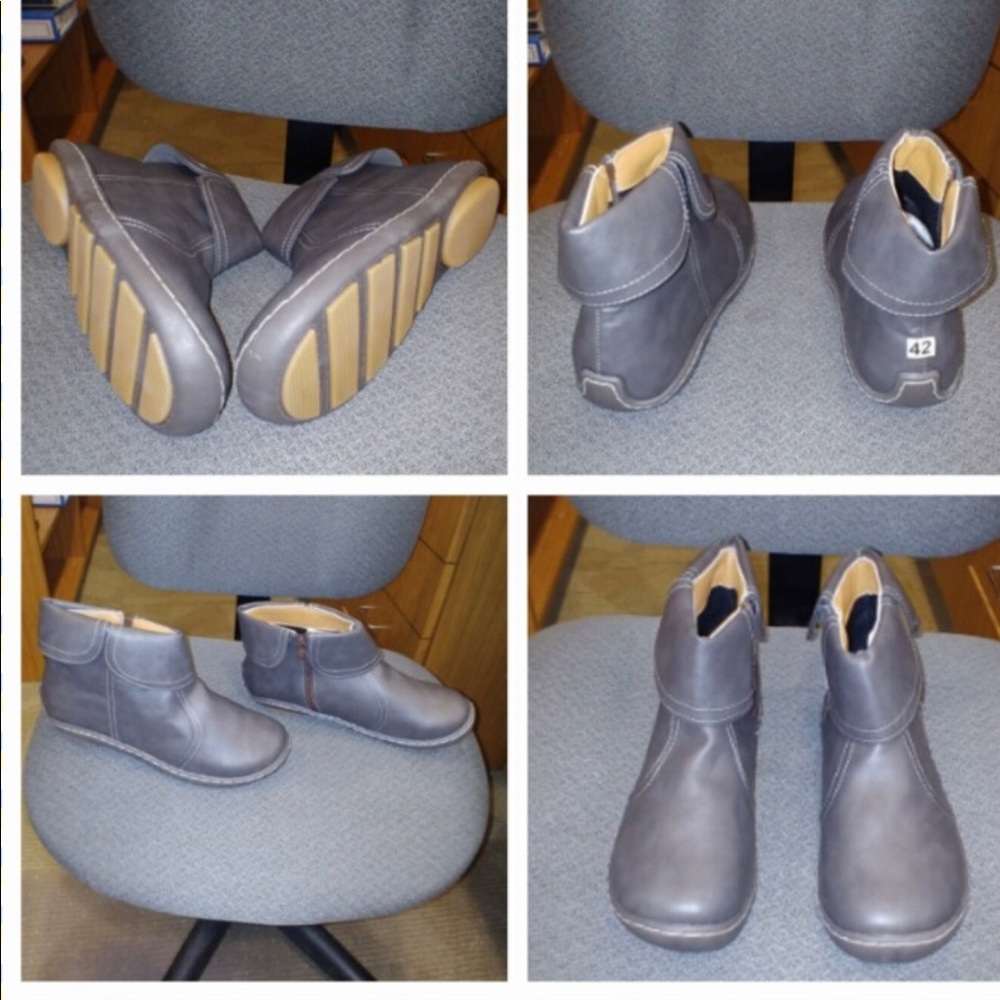 Gray leather booties NWT never worn